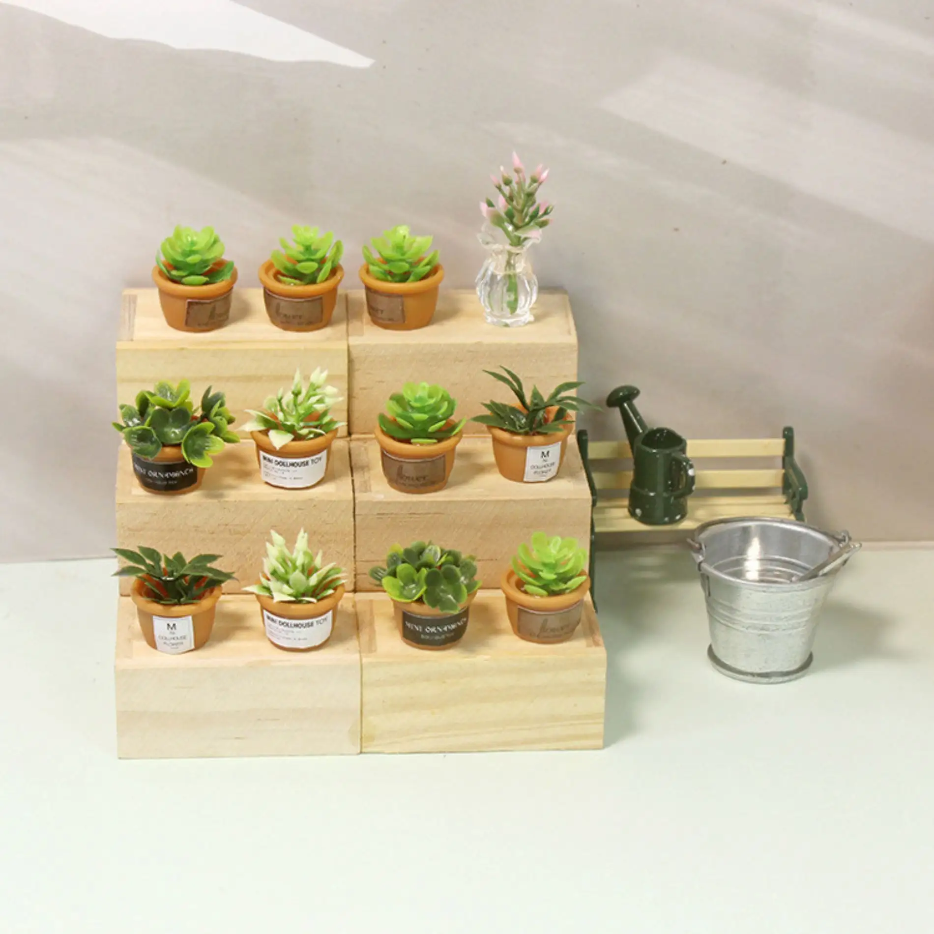New Arrival 1:12 and 1:6 Scale Dollhouse Accessories Miniature Plants Mini Simulation Plant Bonsai Artificial Green Plant
