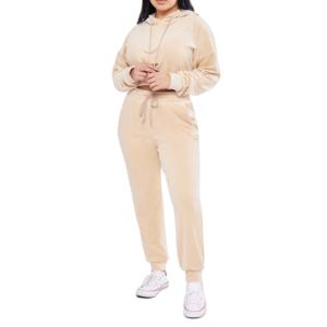 Ensemble 2 pièces pour femme OEM, hiver, coton, haut de sport, sweat-shirt oversize, votre propre logo, motif uni, bouton, imperméable, écologique - Product Image 1