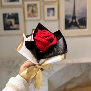 Bouquet de fleurs artificielles en laine fait main, fleur éternelle, décoration cadeau pour mariage, anniversaire, par des consignateurs indiens - Product Image 6