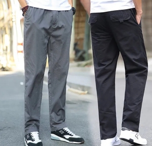 กางเกงยีนส์ขาตรงผ้าคอตตอนสำหรับผู้ชายกางเกงคาร์โก้สีกากีกางเกงเอวยางยืดออกแบบโลโก้ได้ตามต้องการ - Product Image 2