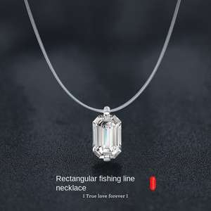 Collar con Colgante de Moissanita Octogonal de 1 Quilate, Corte Esmeralda, Moderno, para Mujer y Hombre, Plata de Ley S925, Plateado - Product Image 4