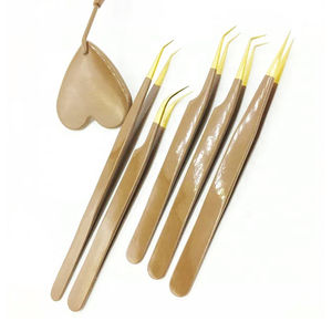 Pinzas de extensión de pestañas de acero inoxidable de alta calidad logotipo personalizado punta puntiaguda Color sombreado puntas de volumen tarifa al por mayor - Product Image 5