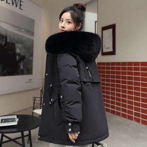 Chaqueta de Invierno Acolchada Personalizada para Mujer al por Mayor con Cuello Desmontable, Transpirable, de Satén, Algodón y Nailon, Servicio OEM - Product Image 3