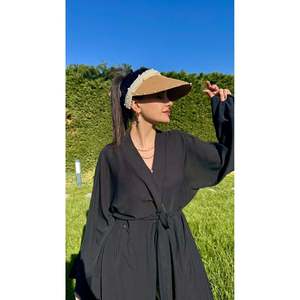 Camel Pearl Detailed Stylish <b>Straw</b> <b>Visor</b> Hat Oval Design Summer Accessory HSR2086 - camel2086 - Product Image 4