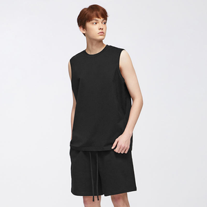 Vêtements d'été décontractés personnalisés grande taille pour hommes, ensembles de t-shirts et shorts sans manches, deux shorts respirants - Product Image 2