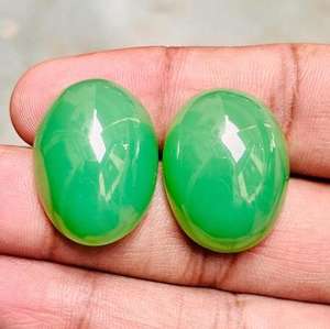 Par de Piedras Preciosas de Crisoprasa Natural en Forma Ovalada para Joyería, Elegantes y Únicas, Origen África - Product Image 1