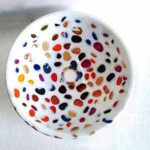 Bol de service en résine rose à grain de chêne, fait à la main, poli, écologique, d'origine indienne, vaisselle décorative pour la cuisine, fête - Product Image 2