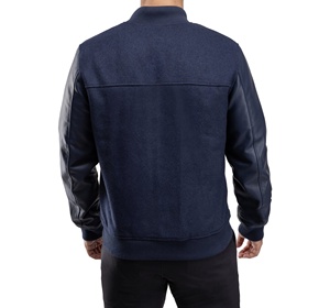 Chaqueta Bomber Casual de Lana para Hombre con Mangas de Cuero, Parche Bordado, Diseño Estilo Béisbol Urbano, Producto Más Vendido - Product Image 3