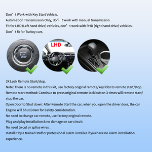 รีโมทสตาร์ท EASYGUARD สำหรับรถยนต์โตโยต้า แคมรี่/อวาลอน/โคโรลล่า/RAV4 ปี 2023-2024 ที่มีระบบสตาร์ทแบบกดปุ่ม OEM |   เกียร์อัตโนมัติ |   พวงมาลัยซ้าย - Product Image 2