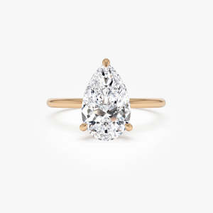 Anillo de Compromiso con Diamante Cultivado en Laboratorio en Forma de Pera con Halo Oculto, 2.10 Ct E-F VS, Oro de 14K, Joyería Fina para Uso Diario, Regalo - Product Image 3