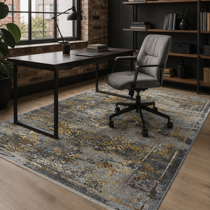 Netline Home Heritage Medallion Slate Grey Traditional <b>Washable</b> <b>Rug</b> - Product Image 6