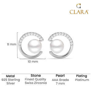 Pendientes de Perlas Reales Zola Plateados en Rodio, Clásicos Cristianos para Regalo de Compromiso, Boda, Aniversario o Fiesta - Product Image 5