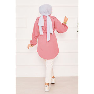 เสื้อฮิญาบสำหรับเด็กทารกสีชมพูเสื้อแบบผูกเอวเชือกสองชั้น - Product Image 5