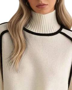 Manufacturer Customized Turtleneck Knit Sweater For <b>Women</b> Winter <b>Warm</b> Soft Pullover Long Sleeve Casual Loose Fit Fashion Top - Product Image 4