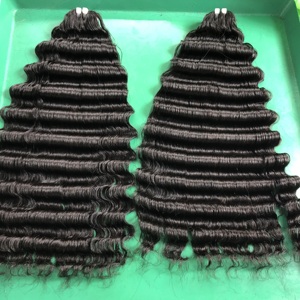 Cheveux humains génie trame vague profonde faisceaux vente chaude texture vierge double extensions de cheveux étirés - Product Image 3