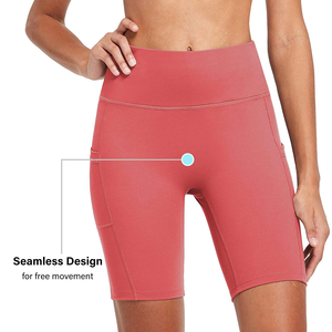 Pantalones cortos deportivos de motociclista de cintura alta para mujer Logotipo elástico Yoga Ciclismo Leggings Logotipo personalizado Tela al por mayor - Product Image 4
