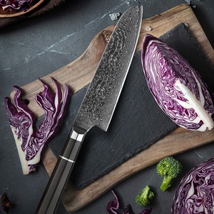 Venta al por mayor pedidos a granel personalizados OEM ODM servicio Damasco mango de madera negra cuchillo de chef de cocina profesional hoja afilada fija - Product Image 4
