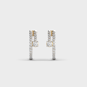 Luxury 18K Gold Plated Diamond <b>Huggie</b> Earrings Round Brilliant Cut Channel Setting Women's Everyday Wear - Product Image 2