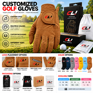 Golf <b>Gloves</b> Cabretta <b>Leather</b> Brown Premium Breathable Anti Slip Custom Logo OEM Packaging Left Hand <b>Men</b> Canleo Sports Outdoor - Product Image 1