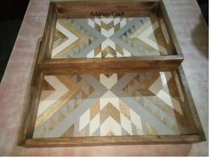 Plateau de service rectangulaire personnalisé, plateau de fruits moderne en résine de bois écologique, vaisselle, assiettes décoratives pour le service des aliments - Product Image 4