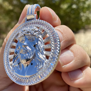 Pendentif visage Jasus glacé pendentif unisexe breloque religieuse personnalisée Bling Hip Hop bijoux unisexe plaqué argent Sterling 925 - Product Image 4