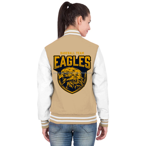 Chaqueta Varsity de Algodón Personalizada para Mujer, Chaqueta Estilo Béisbol con Bordado Elegante para Venta al Por Mayor - Product Image 4