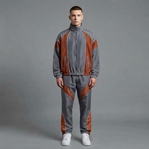 Wholesale Manufacturer Custom Windbreaker Set <b>Jacket</b> and Nylon Pants Oversized Zip up Windbreaker Baggy Tracksuit for men's - Product Image 4