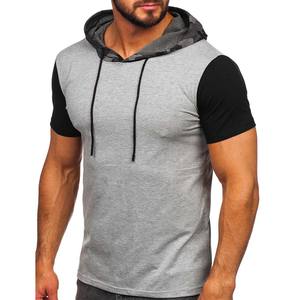 Breathable <b>Mens</b> Raglan Sleeve <b>Camo</b> Hood Cotton Short Sleeve <b>T</b>-<b>shirt</b> Hooded - Product Image 4