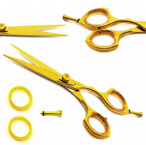 กรรไกรตัดผมสำหรับร้านเสริมสวยแบบมืออาชีพทำจากสแตนเลสพร้อมด้ามจับเซรามิกปรับสีและโลโก้ได้ตามต้องการเกรด + สำหรับร้านเสริมสวย - Product Image 2