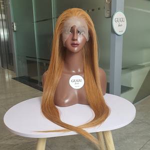 Peluca de trama de pelo virgen vietnamita completa para encaje Frontal transparente encaje sedoso estilo de onda recta Color Rubio para mujeres-Huma crudo - Product Image 3