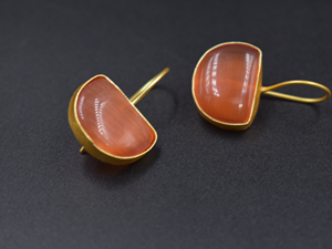 Pendientes de moda pendiente de moda fabricante proveedor 18K chapado en oro inoxidable Piedra Natural pendientes redondos - Product Image 2