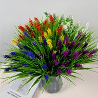 Plantes artificielles en gros : Bouquet de plantes en pot de lavande violette à sept têtes, style herbe de printemps, pour décoration