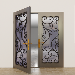 ประตูเหล็กตกแต่งสำหรับใช้ภายนอกที่มีลวดลายเหล็กดัดพื้นผิวกันสนิมและกลไกการล็อคที่ปลอดภัย - Product Image 4