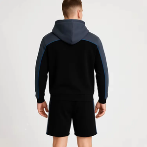 Conjunto de Sudadera con Capucha y Pantalones Cortos de Dos Piezas para Hombre, con Logotipo Personalizado, al por Mayor, de Alta Calidad, con Estampado Invernal, Casual, con Bolsillos - Product Image 2