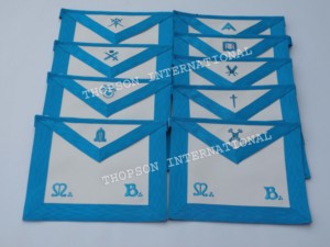 Rite français MB cuir tissu brodé Patch maçonnique tablier fabriqué à la main point de croix et couture matériel de fondation - Product Image 3