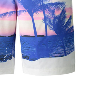 กางเกงขาสั้นชายหาดเขตร้อนสำหรับผู้ชายกางเกงขาสั้นโต้คลื่นแห้งเร็วพิมพ์ลายต้นปาล์มและปลาโลมาสำหรับวันหยุดพักผ่อนในฤดูร้อน - Product Image 2