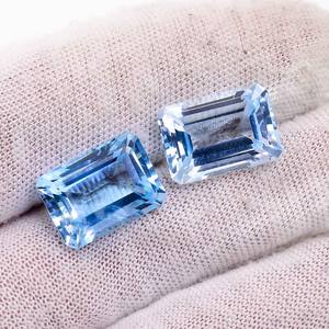 Topaze bleu ciel naturelle de qualité AAA, facetté, octogonal, 10x8 mm, taille émeraude, pierre précieuse en vrac pour la fabrication de bijoux, vente en gros - Product Image 1