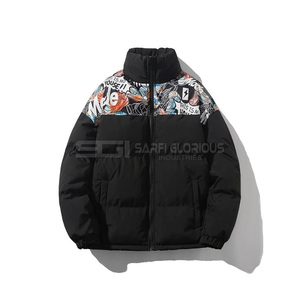 Vente en gros logo brodé sur mesure vestes d'extérieur à capuche bouffantes imperméables chaudes d'hiver à mémoire de forme pour hommes - Product Image 5