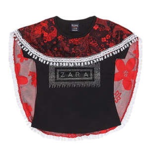 Girls <b>Half</b> <b>Sleeve</b> Printed <b>T</b>-<b>Shirt</b> - Black - Product Image 1