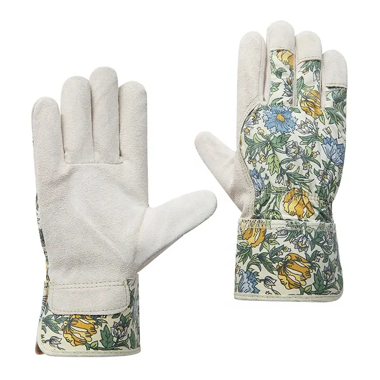 Advanced custom agriculture garden genie hand protective leather print gloves women