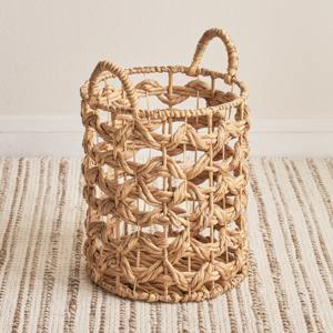 Panier rond en jacinthe d'eau tressée avec poignée, panier de rangement fait main, vente en gros, écologique, fabriqué au Vietnam - Product Image 1