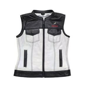 Gilet en cuir d'hiver décontracté pour dames avec poche avant à fermeture éclair Design personnalisable Prix raisonnable - Product Image 1