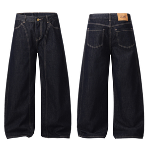 Pantalones vaqueros holgados de pierna ancha de estilo recto unisex para hombre, pantalones vaqueros holgados en negro y azul para invierno - Product Image 1