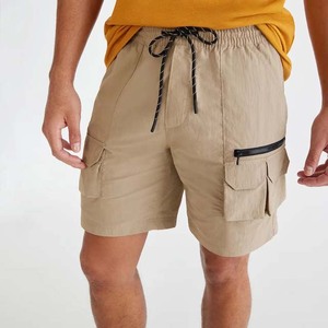 Private Label <b>Zipper</b> Pocket Drawstring Waist Summer Streetwear Casual Wear Sports Men's Clothing Jogging <b>Shorts</b> Cotton Polyester - Product Image 1