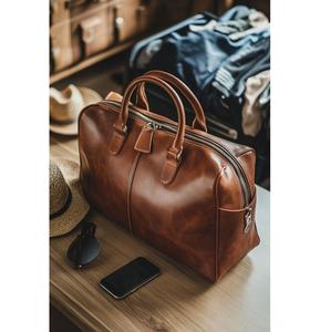 Nouveau sac de voyage en cuir vintage de luxe sur mesure avec fermeture éclair de haute qualité, grande capacité, pour hommes, au prix de gros - Product Image 1