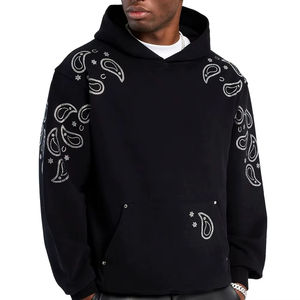 Sweat à capuche pour homme de haute qualité, élégant, avec poche, en molleton de coton, imprimé personnalisé OEM, broderie et strass, hiver 2026 - Product Image 4