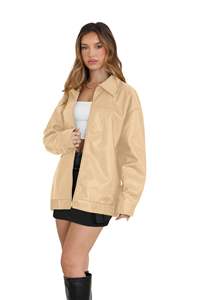 Veste bomber en cuir véritable vintage de luxe OEM, veste de mode pour femmes d'extérieur, vestes bomber de créateur sur mesure - Product Image 4