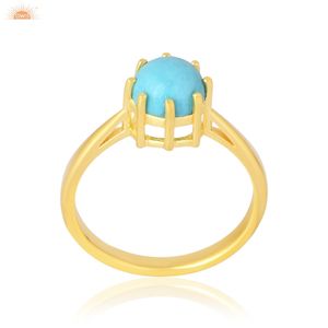 Arizona turquesa redondo 14K oro sólido hermoso cada ocasión mujeres anillo personalizado hecho a mano joyería fabricante - Product Image 1