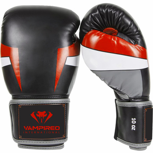 VAMPIREO INTL Top Performance 8oz 16oz Boxing <b>Gloves</b> Simple <b>Black</b> Design PU Leather Hand Grips for Adults Waterproof for Outdoor - Product Image 1