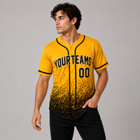 Maillot de baseball jaune et noir personnalisé avec nom et numéro d'équipe, manches courtes, boutons sur le devant, 100% polyester, séchage rapide, respirant
